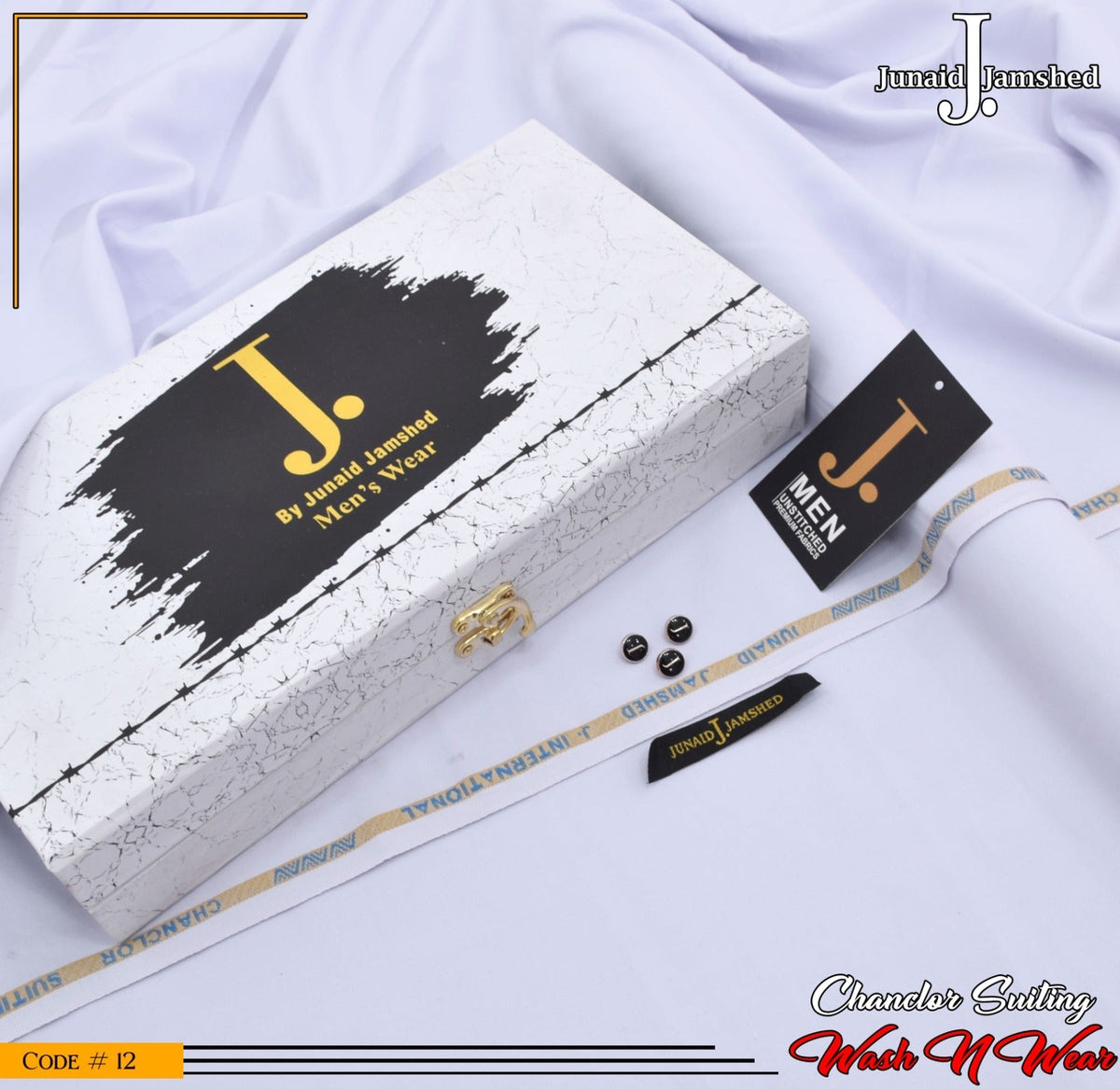 J. Elite Class 4 Season Wash N Wear With Luxury Box & Bag  ( PURE WHITE )
