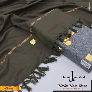 J. PREMIUM WOOL SHAWL FOR MENS WITH GIFT BOX & BAG ( Olive )